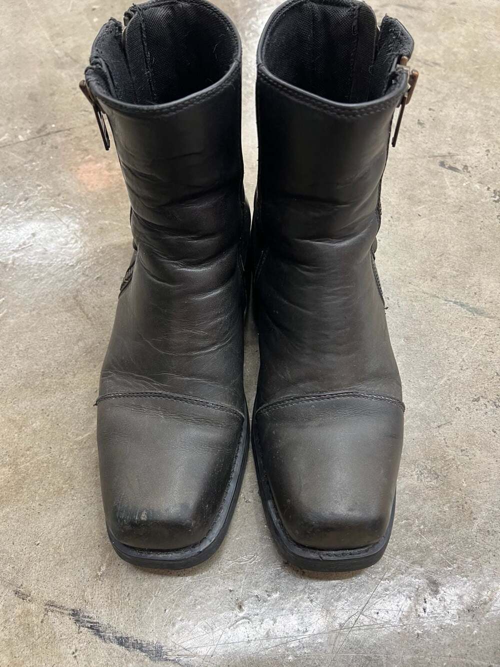Harley Davidson Double Zipper Boots Mens Size 10.5 Square Toe Leather 94364 - Picture 2 of 6